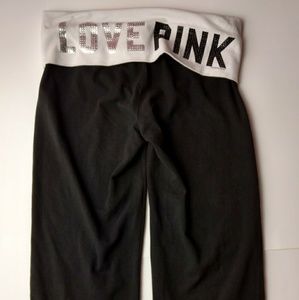 Victoria's Secret Love Pink Black Yoga Pants Small